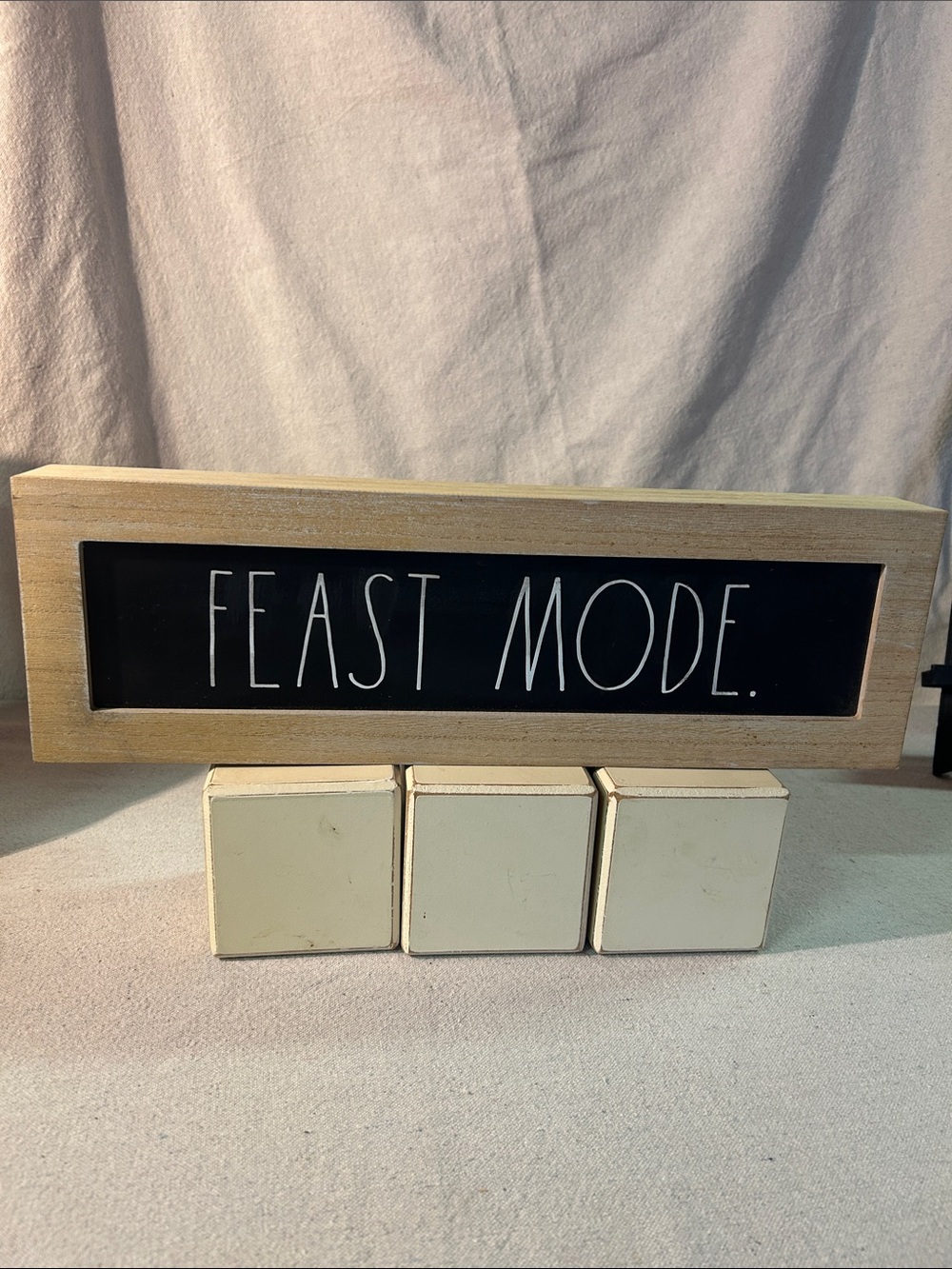 Rae Dunn 'Feast Mode' Black & Natural Wood Sign